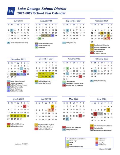 Oswego Calendar